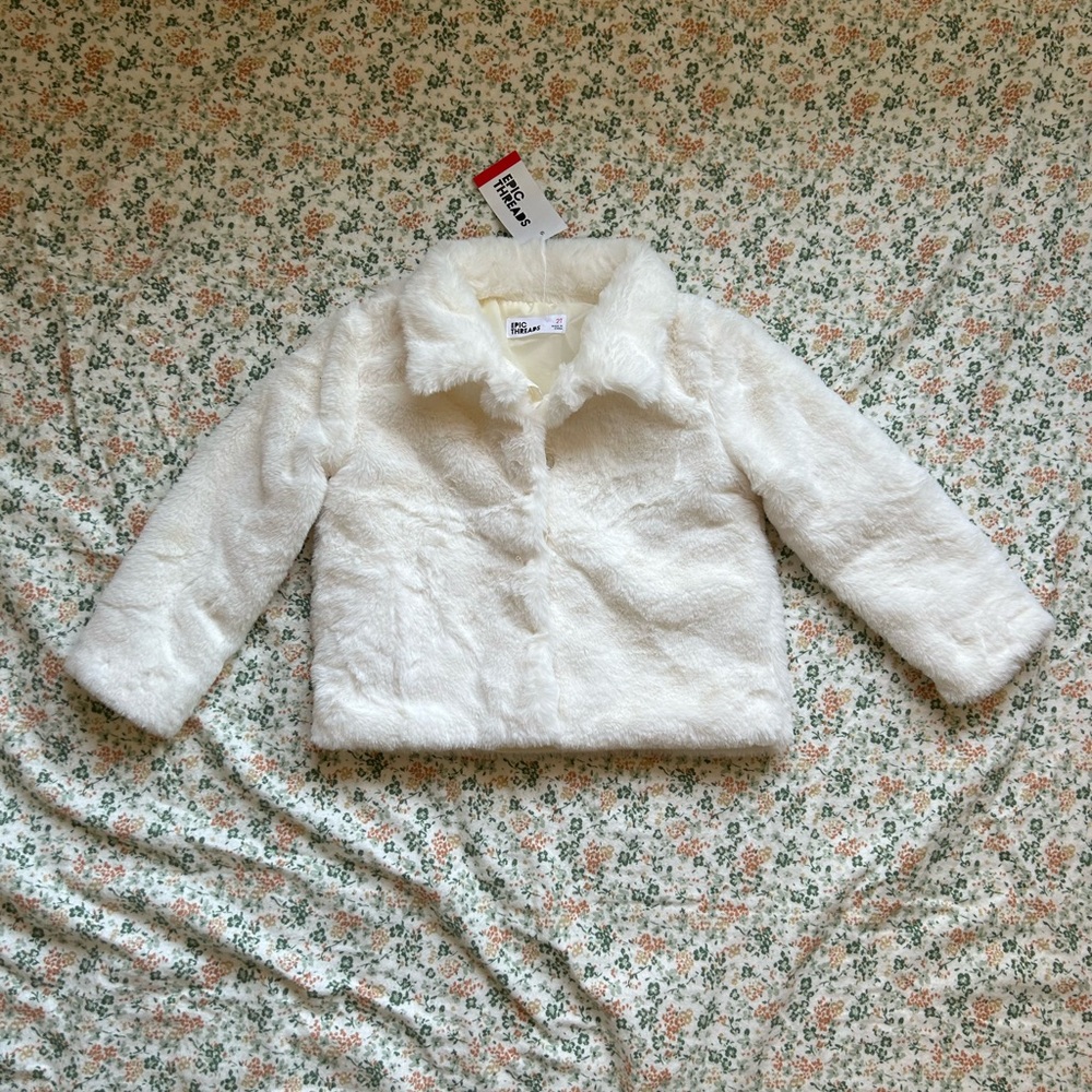 Epic Threads White Faux Fur Jacket Sz 2T